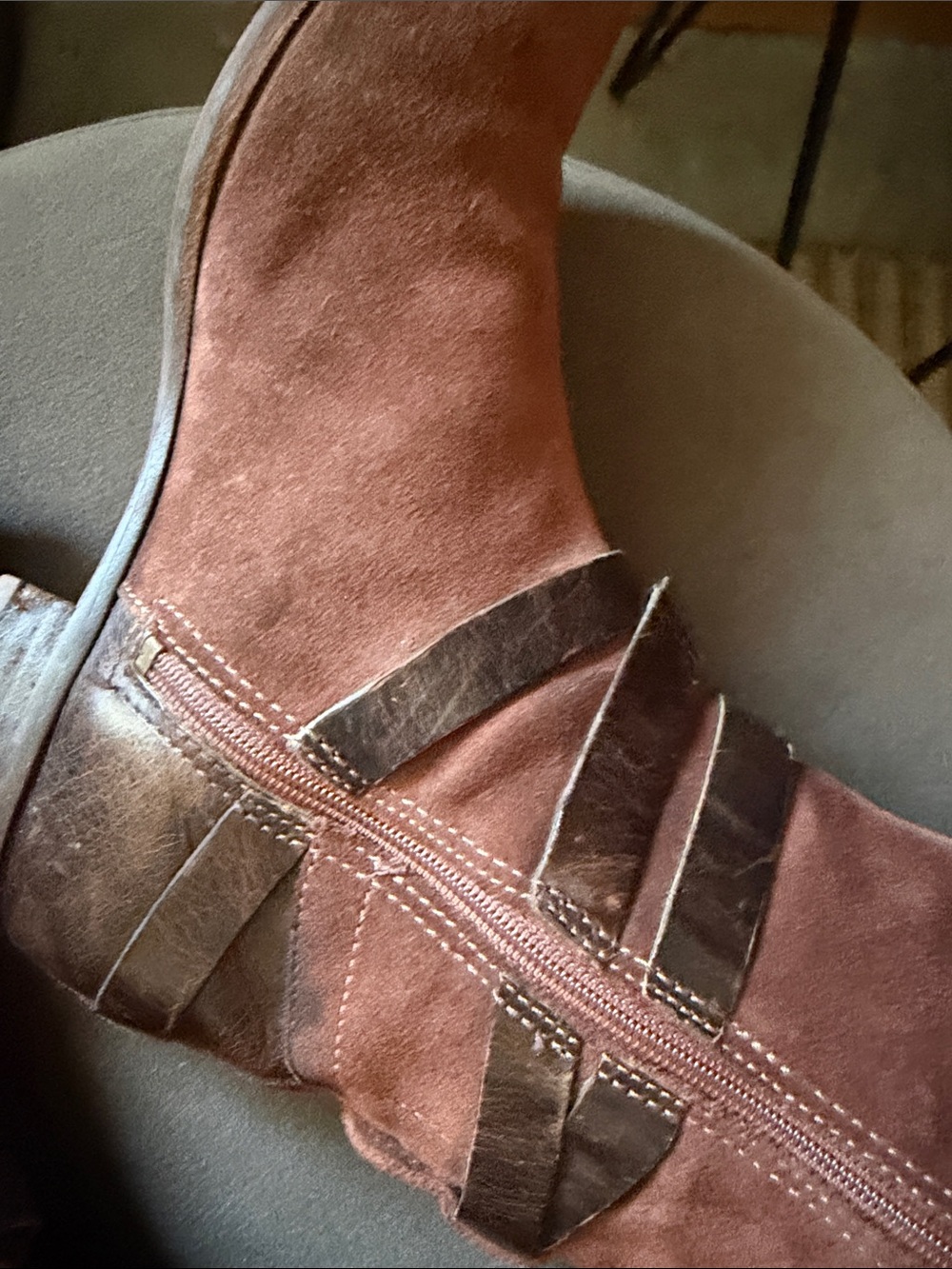 UGG Deanna Suede Moto Boots Chestnut Brown Womens 7.5 Fall Leather - Picture 9 of 14
